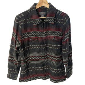 Woolrich Navajo Southwestern Print Wool Blend Shirt Jacket Shacket Women S Gray